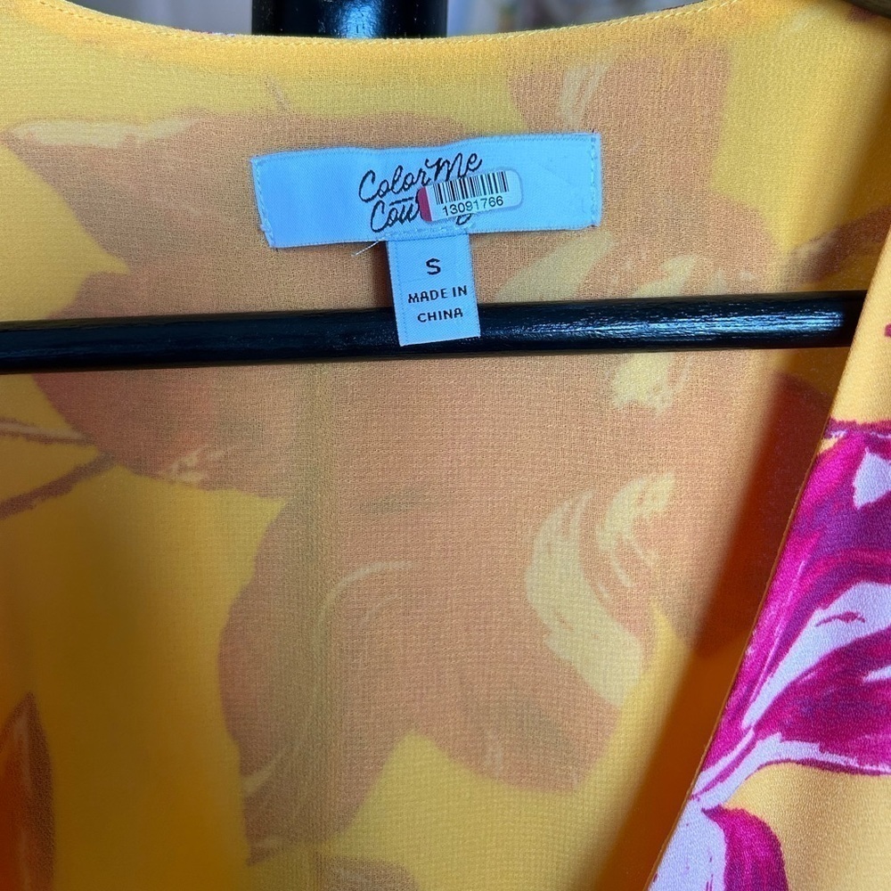 COLOR ME COURTNEY Eleanor Wrap Dress M Orange Pink Floral Maxi dress - Picture 5 of 8